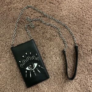 Kenzo eye leather phone wallet with chain